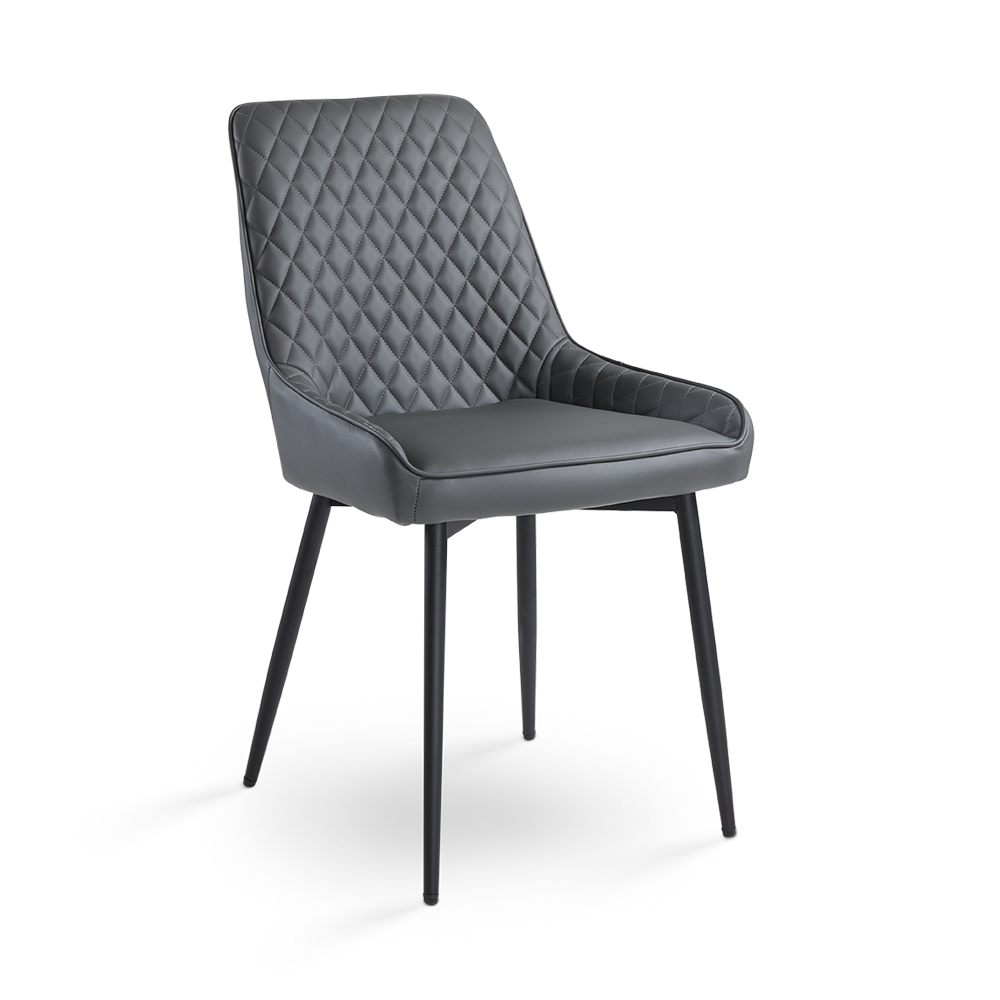Emily Dining Chair : Dark Grey Leatherette Black Legs